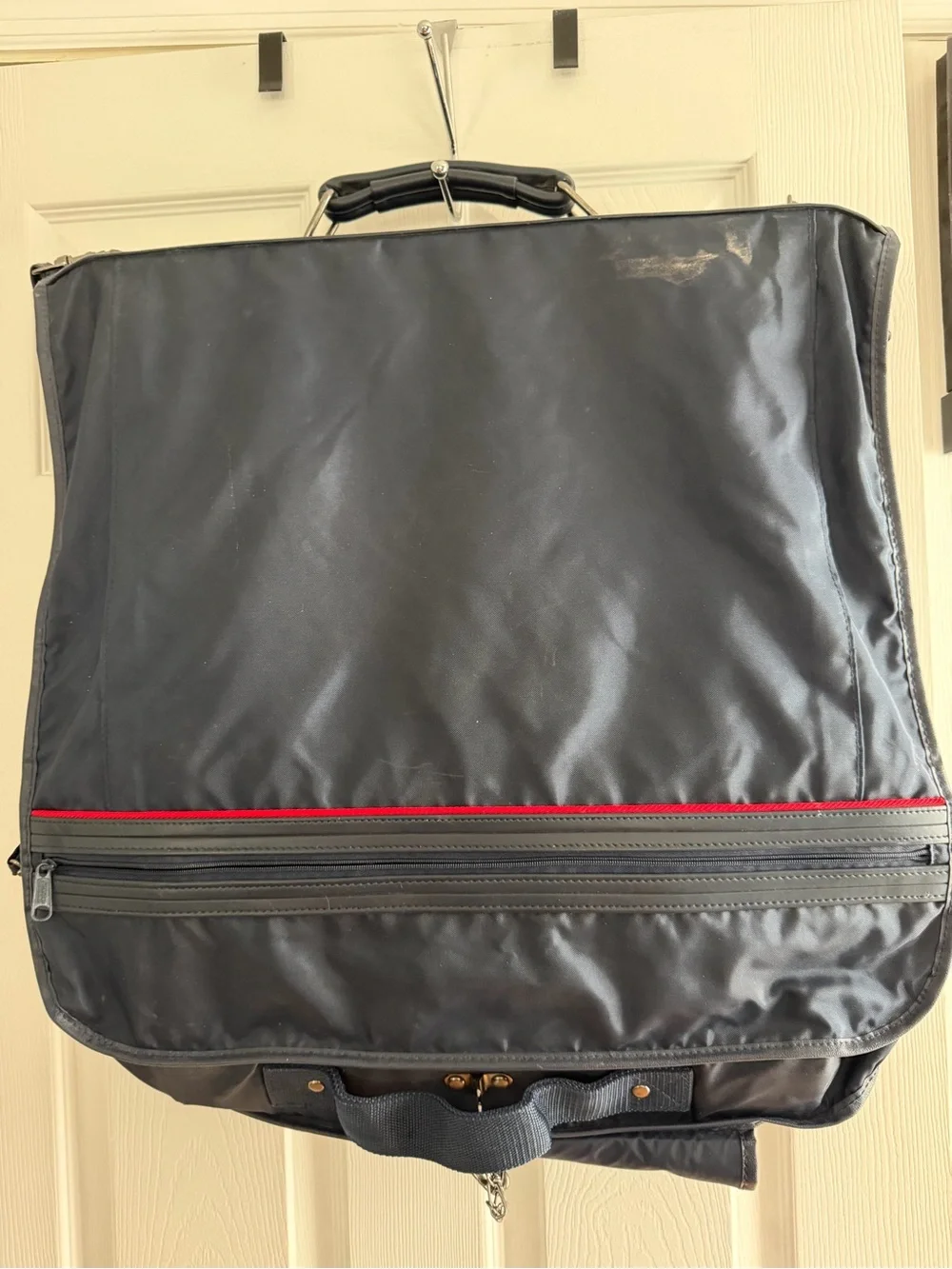 American Tourister Black Garment Bag with Red Zipper Accent